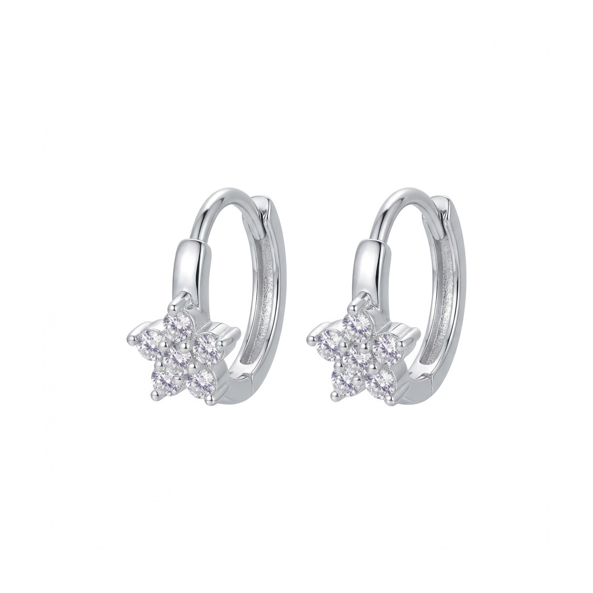 Dublin Silver 925 Sterling Silver Floral Crystal Stud Earrings