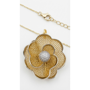Dublin Silver Gold-Plated Sterling Silver Flower Pendant Necklace