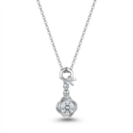 Sterling silver necklace with crystal pendant, front view