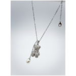 925 Sterling Silver Teddy Bear Pendant Necklace with Pearl Charm | Dublin Silver
