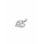 Sterling silver heart pendant with cubic zirconia accents, front view