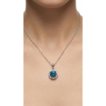 925 Sterling Silver Blue Crystal Pendant Necklace 18-inch Chain | Dublin Silver