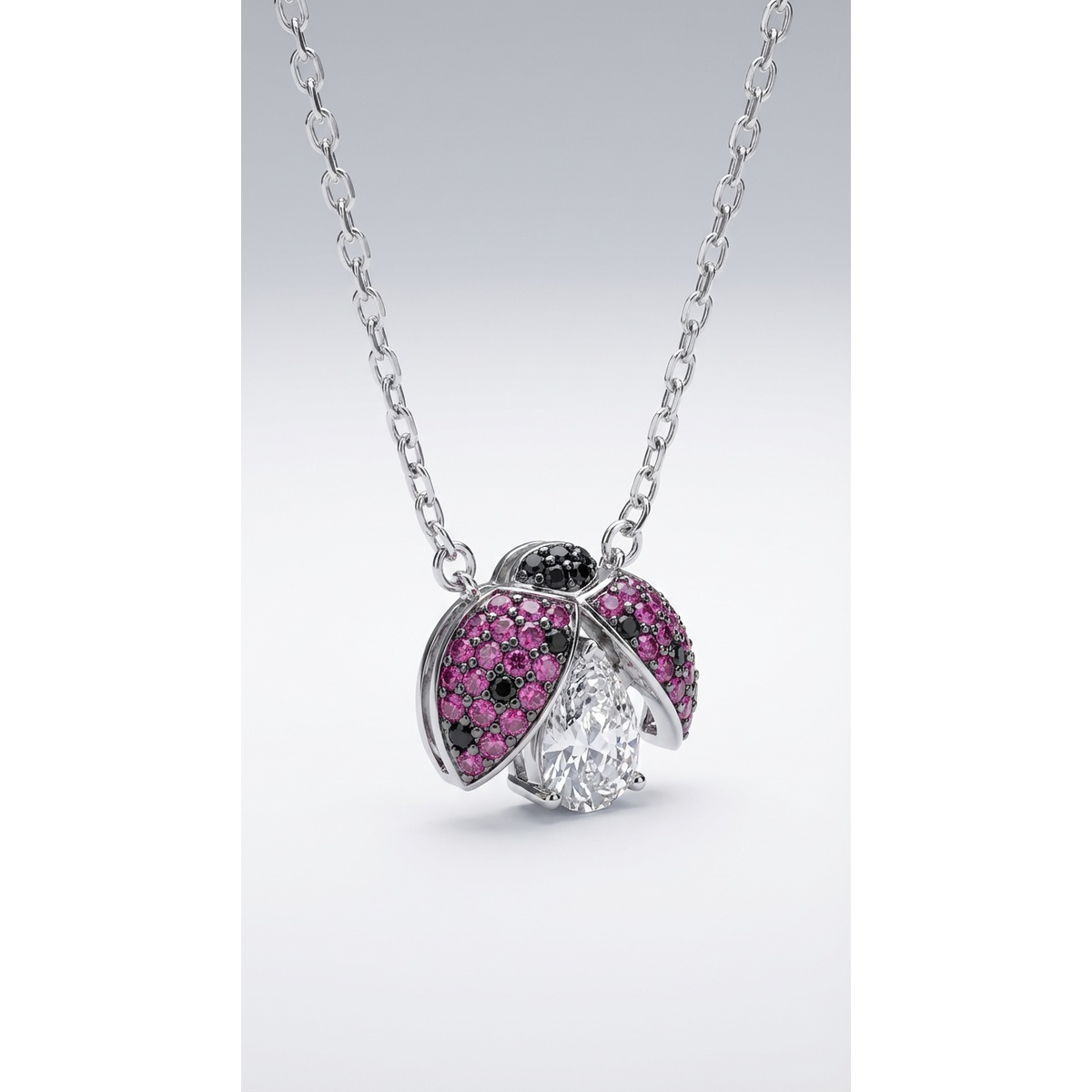 925 Sterling Silver Ladybug Pendant Necklace with Gemstones | Dublin Silver