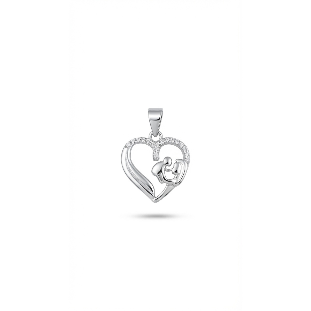 Dublin Silver 925 Sterling Silver Mother and Child Heart Pendant