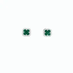 Sterling silver malachite stud earrings, front view