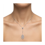 925 Sterling Silver Hamsa Hand Necklace Evil Eye Pendant | Dublin Silver