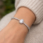 925 Sterling Silver Elegant Bracelet with Pear Cut Stone | Dublin Silver