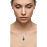 925 Sterling Silver Blue Crystal Pendant Necklace 18-inch Chain | Dublin Silver