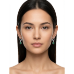 Elegant 925 Sterling Silver Drop Earrings with Green Gemstone