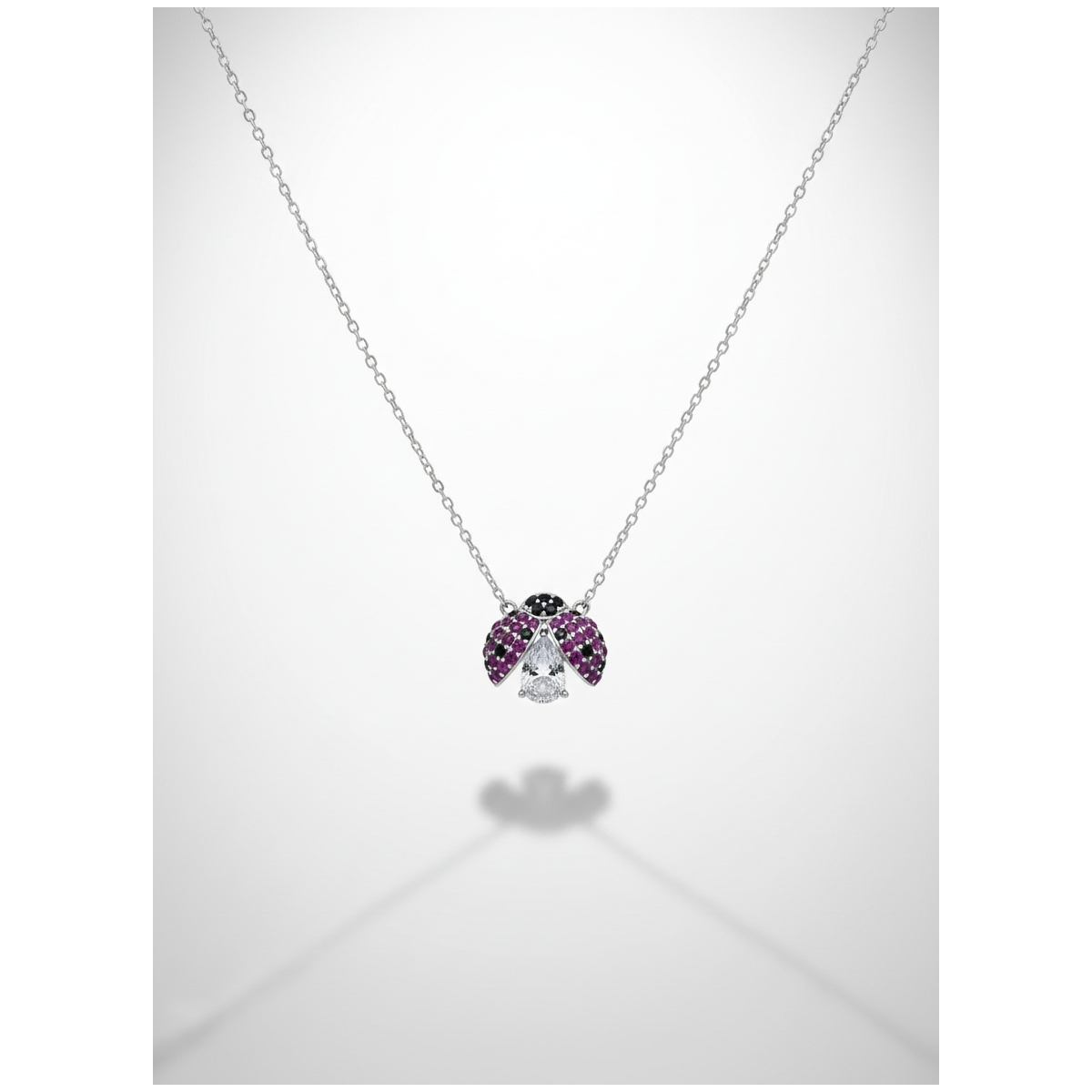 925 Sterling Silver Ladybug Pendant Necklace with Gemstones | Dublin Silver