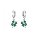 925 Sterling Silver Shamrock Earrings with Green Gemstones | Dublin Silver