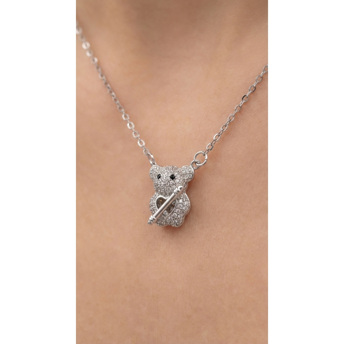 925 Sterling Silver Teddy Bear Pendant Necklace | Dublin Silver