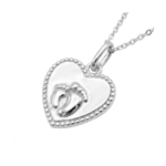 Sterling silver Claddagh heart pendant with beaded edge, front view
