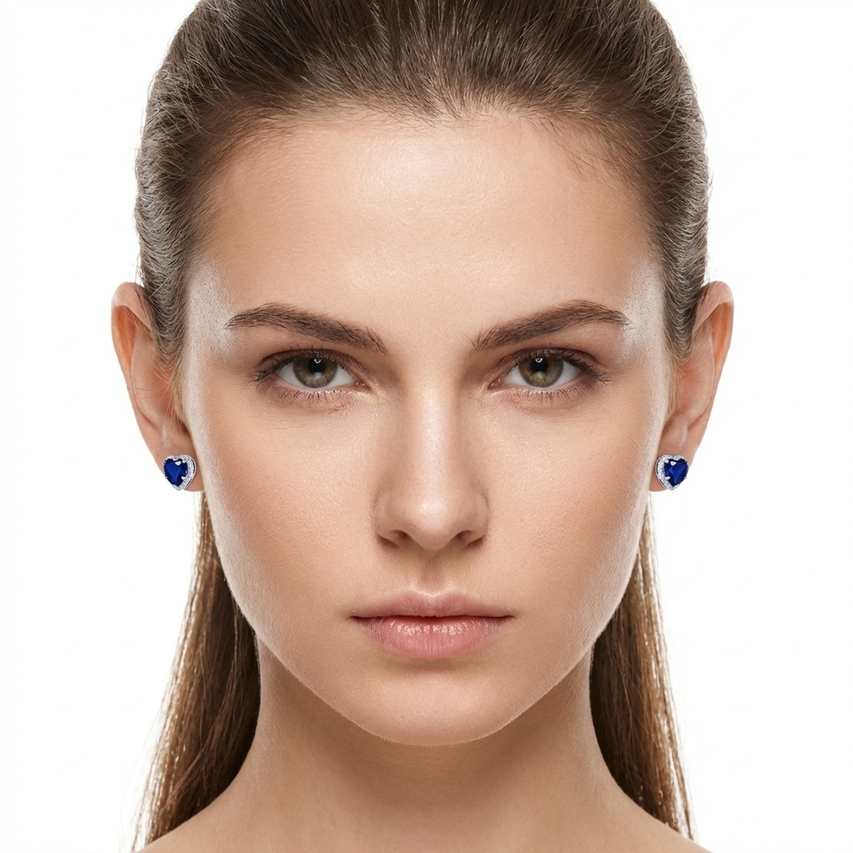 Elegant 925 Sterling Silver Earrings with Dark Blue Glass Accents