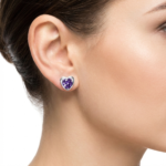 Elegant 925 Sterling Silver Dark Purple CZ Earrings