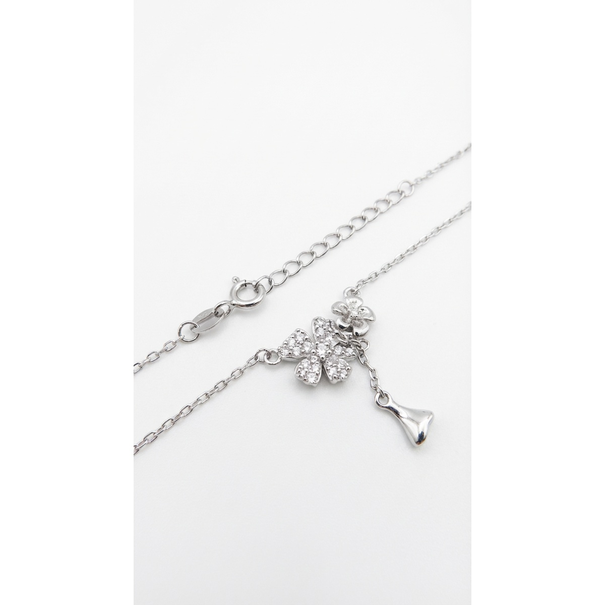 Dublin Silver 925 Sterling Silver Floral Pendant Necklace with Cubic Zirconia