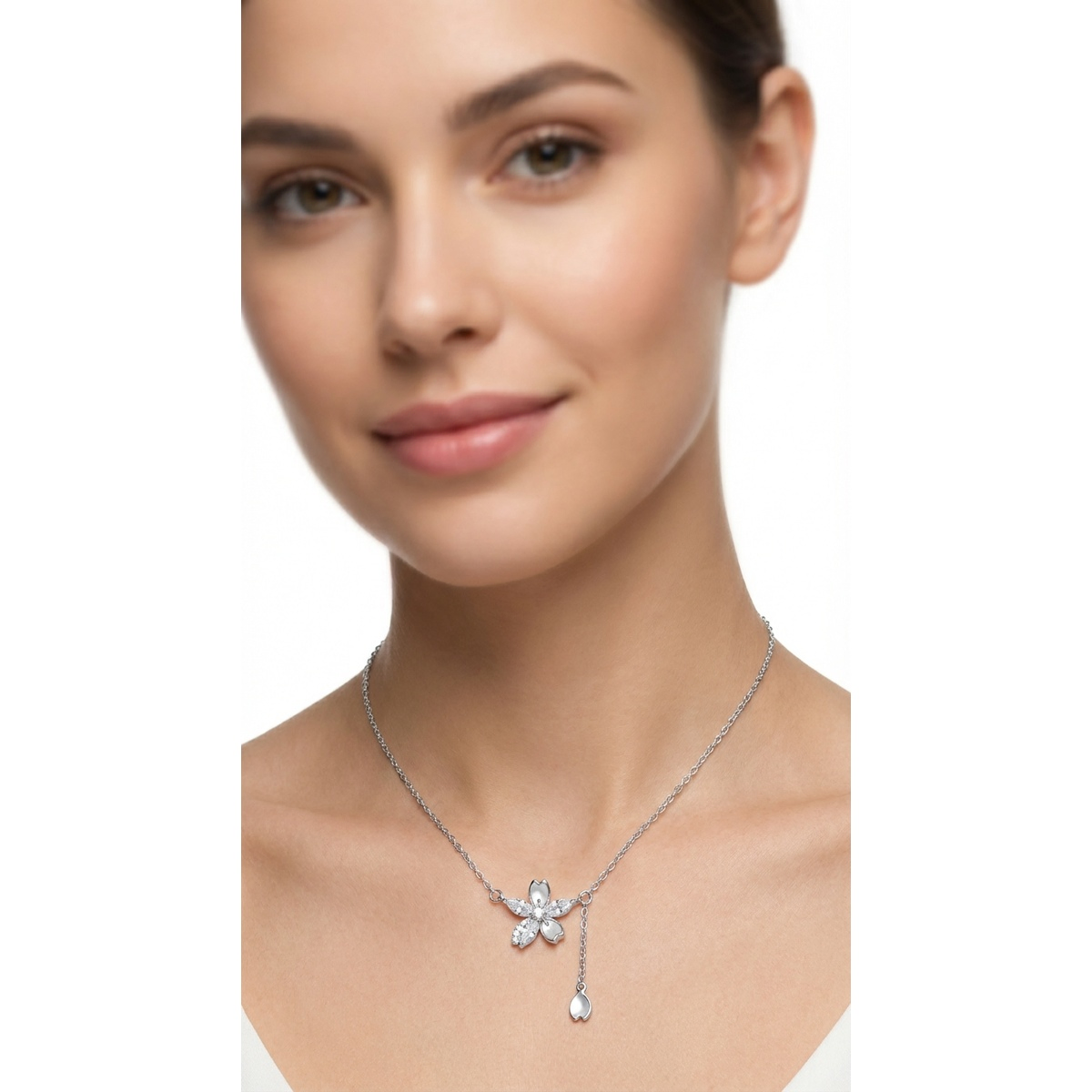 925 Sterling Silver Floral Pendant Necklace Adjustable Chain | Dublin Silver