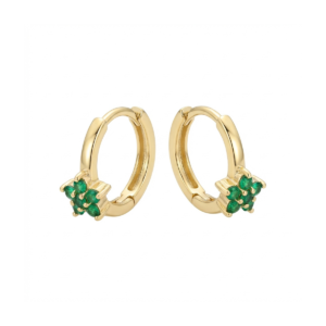 925 Sterling Silver Floral Hoop Earrings with Green Stones | Dublin Silver