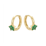 925 Sterling Silver Floral Hoop Earrings with Green Stones | Dublin Silver