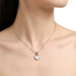 925 Sterling Silver Heart Shell Pendant Necklace | Dublin Silver