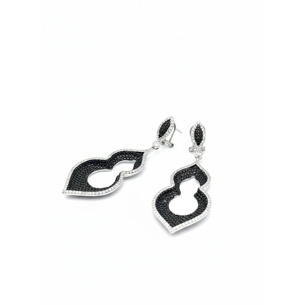 Dublin Silver 925 Sterling Silver Drop Earrings with Black Stone
