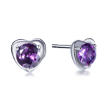 Elegant 925 sterling silver earrings with dark purple cubic zirconia