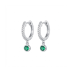 Elegant 925 sterling silver drop earrings with green gemstone, showcasing premium craftsmanship.
