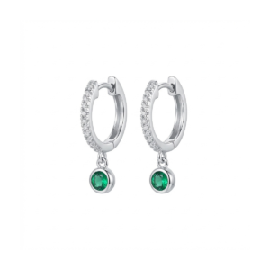 Elegant 925 sterling silver drop earrings with green gemstone, showcasing premium craftsmanship.