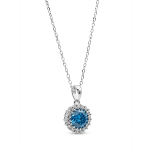925 Sterling Silver Blue Crystal Pendant Necklace 18-inch Chain | Dublin Silver