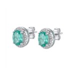 Dublin Silver 925 Sterling Silver Emerald Green Stud Earrings