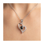 925 Sterling Silver Heart Pendant Necklace with Black Onyx | Dublin Silver