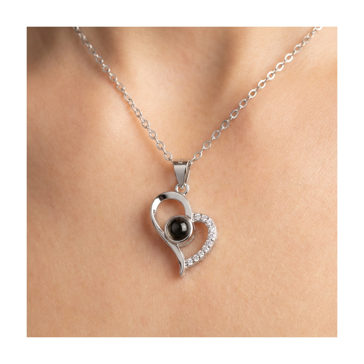925 Sterling Silver Heart Pendant Necklace with Black Onyx | Dublin Silver