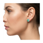Dublin Silver 925 Sterling Silver Emerald Green Stud Earrings