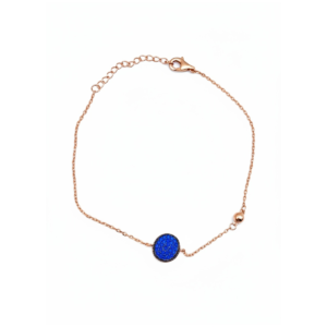 925 Sterling Silver Rose Gold-Plated Bracelet with Blue Enamel Charm | Dublin Silver