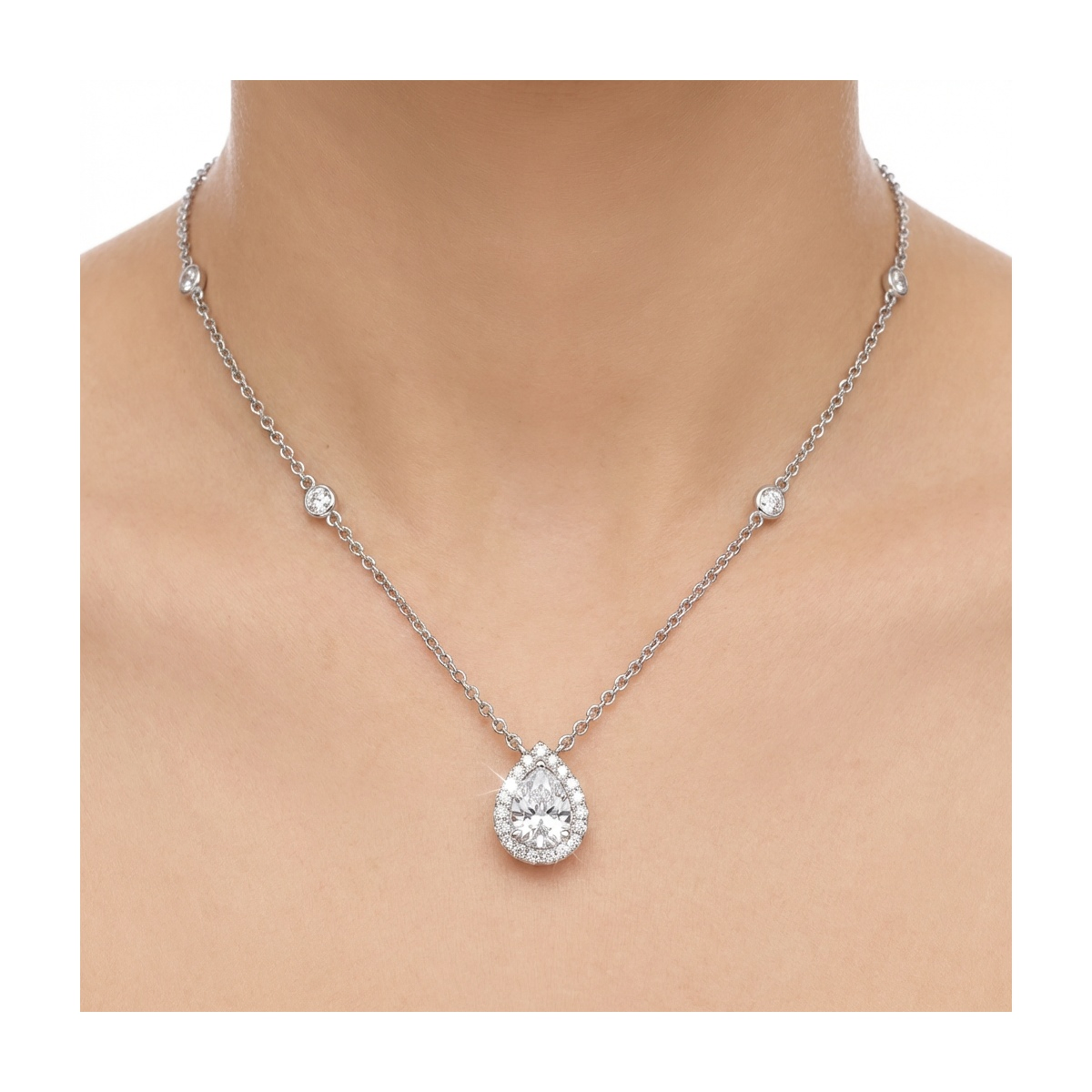 Elegant 925 Sterling Silver Teardrop Pendant Necklace - Dublin Silver