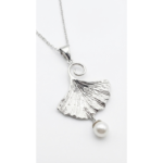 Sterling Silver Ginkgo Leaf Pendant Necklace with Pearl | Dublin Silver