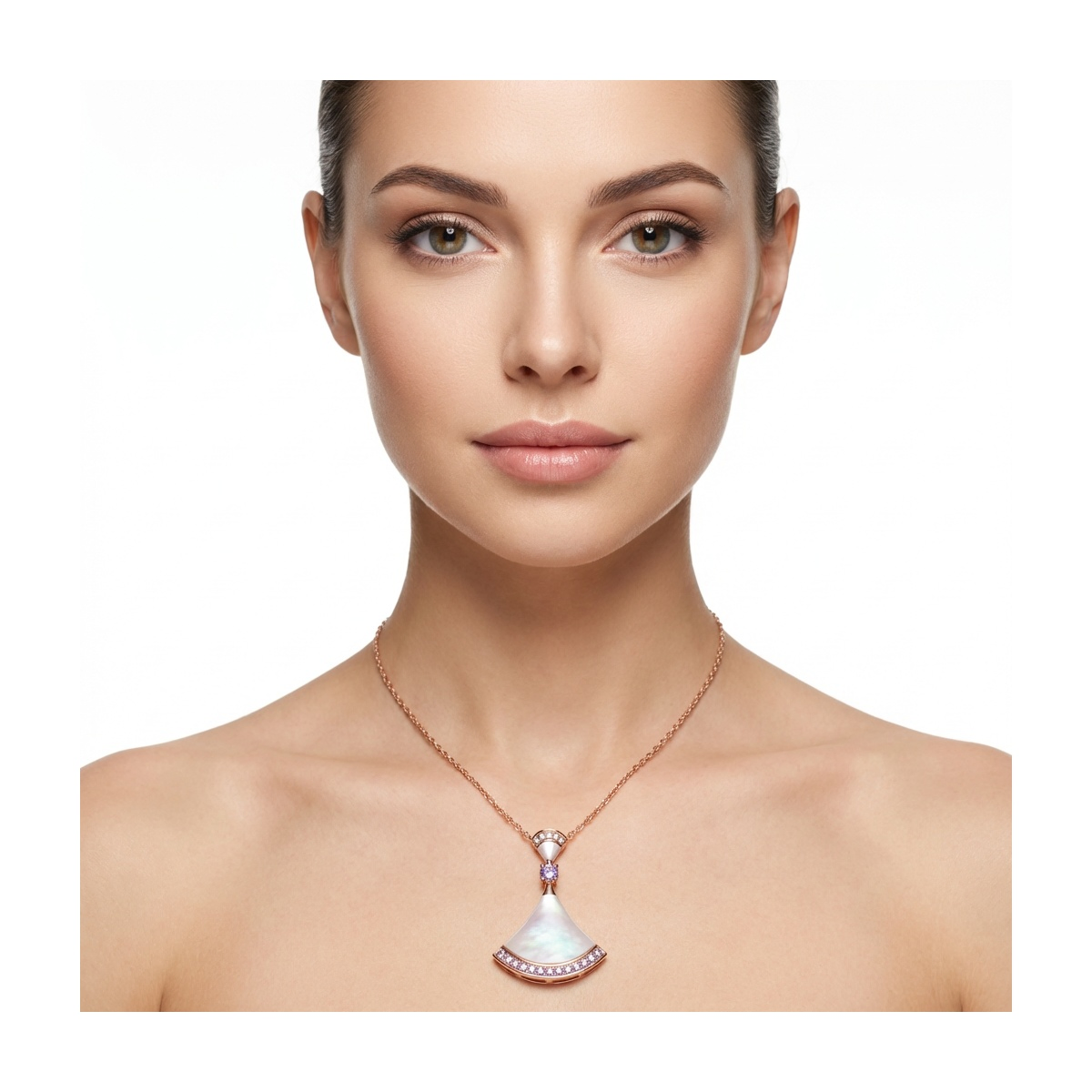 Elegant 925 Sterling Silver Pendant Necklace with Rose Gold Finish