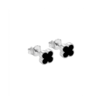 925 Sterling Silver Clover Stud Earrings Black Enamel | Dublin Silver