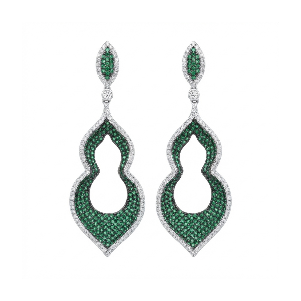Dublin Silver 925 Sterling Silver Emerald Green Statement Earrings