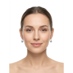 Dublin Silver 925 Sterling Silver Floral Crystal Stud Earrings