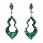 Elegant 925 sterling silver earrings with emerald green stones, perfect for any occasion.