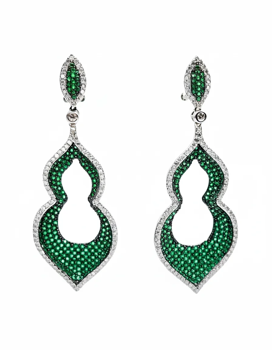 Elegant 925 sterling silver earrings with emerald green stones, perfect for any occasion.