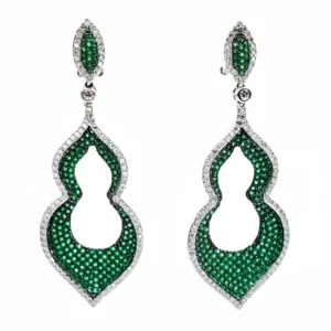 Elegant 925 sterling silver earrings with emerald green stones, perfect for any occasion.