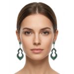 Dublin Silver 925 Sterling Silver Emerald Green Statement Earrings