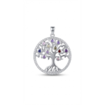 Dublin Silver 925 Sterling Silver Tree of Life Pendant with Gem Accents
