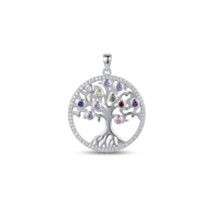 Dublin Silver 925 Sterling Silver Tree of Life Pendant with Gem Accents
