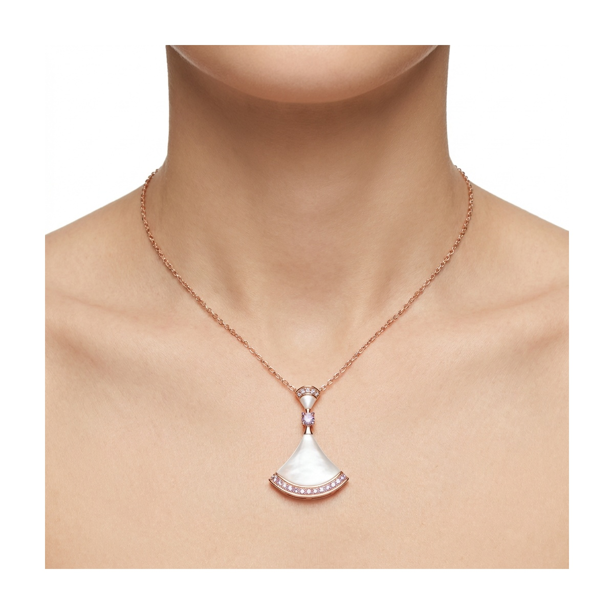 Elegant 925 Sterling Silver Pendant Necklace with Rose Gold Finish