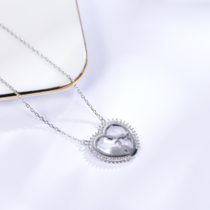 Sterling Silver Heart CZ Pendant Necklace | Dublin Silver