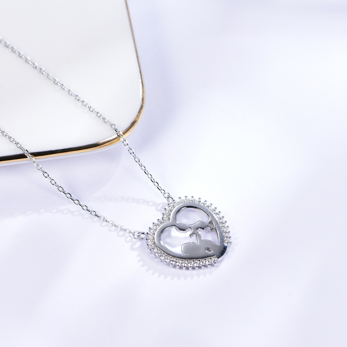 Sterling Silver Heart CZ Pendant Necklace | Dublin Silver