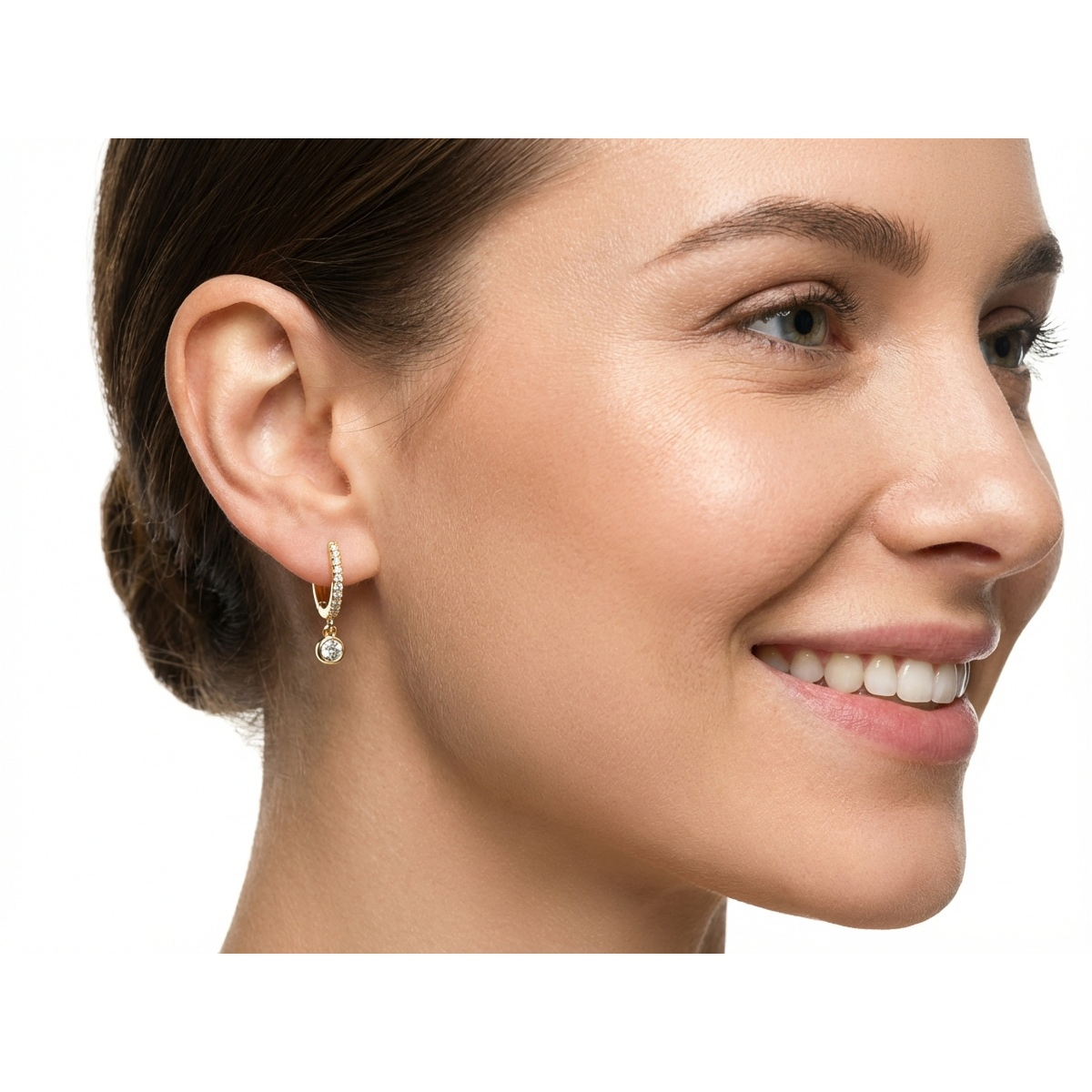 Elegant 925 Sterling Silver Gold-Plated Drop Earrings with Cubic Zirconia